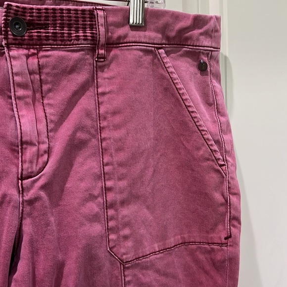 EUC Pilcro Anthropologie Pink Cotton Cropped Capris Pant Pants size 33 - Picture 3 of 8